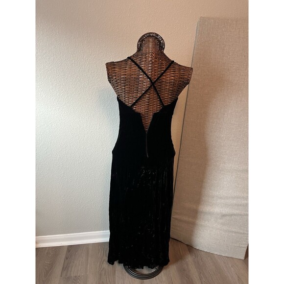 Vintage Velvet cross back Maxi Dress Babydoll fairy grunge vamp whimsigoth XS - Picture 13 of 14